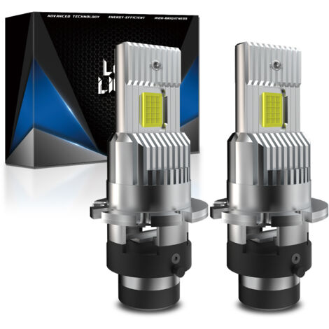 Ampoules LED D2S D4S D2R Phare Voiture 90W 12V, Décodage Canbus, Ventilateur, Alliage d’Aluminium, Installation Directe, Universel