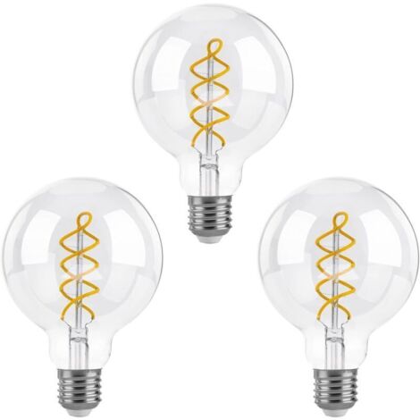 Ampoules LED dimmables E27 G80 vintage filament spiral, 6 W (équivalent 40 W), blanc chaud 2700 K, lot de 5