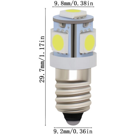 Ampoules LED E10 AC, paquet de 12, 5 lampes LED, micro vis E10, 0,5 W, 50 lumens (AC6 V, blanc froid)