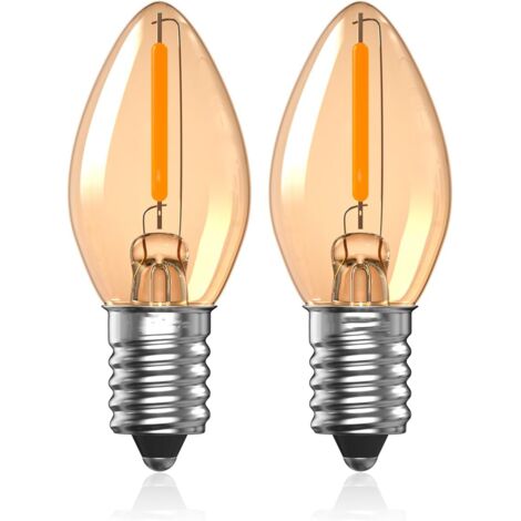 Ampoules LED E14 0.5W, Veilleuse C7, Ampoule LED Sel 2200K Ambre Blanc Chaud, Edison Vintage Petite Vis, Mini Ampoule Bougie E14-2Pack