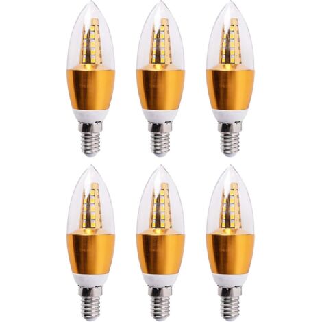 Ampoules LED E14 à culot candélabre 5W, pour ventilateur de plafond, salle à manger, décoration intérieure, blanc chaud 3000K, lot de 6
