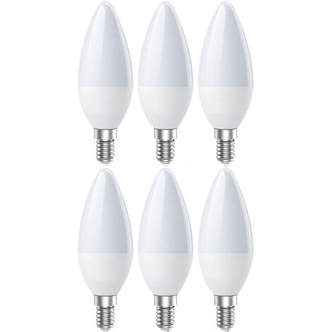 Plusluck LED E14 Bougie Ampoule Blanc Froid 6000K, 6w 600Lumens, Équivalent  à 60W Halogènes Lampes, C37 LED Ampoule Culot, Angle du faisceau 240°, Non  Dimmable, Lot de 6 : : Luminaires et Éclairage