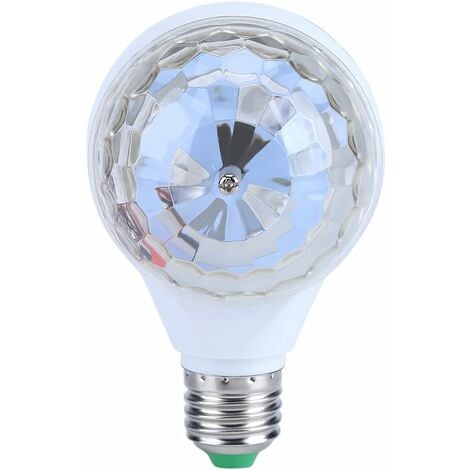 Ampoule rotative de couleur E27, ampoule LED de fête à changement de  couleur RVB, ampoule stroboscopique à LED colorée, lumières de scène  multi-cristal pour discothèque, fête d'anniversaire, bar de cl : 