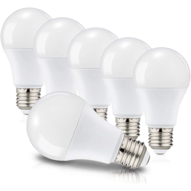 Ampoules led E27 A60 12W Equivalent à 100W, Culot Edison à vis, 6000K Blanc Froid, 1150 Lm, 220-240V, Lot de 6, Non-Dimmable