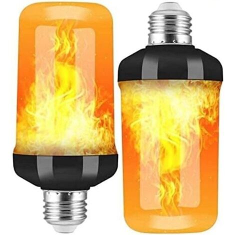 Ampoules LED E27 effet flamme, lot de 2, avec capteur de gravité, lumières clignotantes pour Halloween, intérieur/extérieur/bar/fête