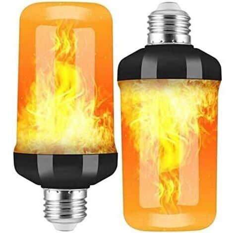 Ampoules LED E27 effet flamme, lot de 2, avec capteur de gravité, lumières clignotantes pour Halloween, intérieur/extérieur/bar/fête