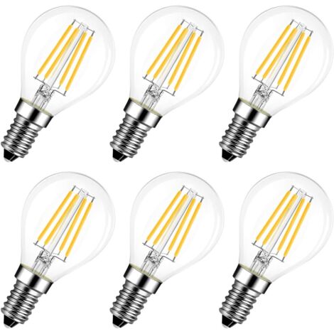 Ampoules LED Edison, 4 W, culot E14/G45, lot de 6, non dimmables, 470 lumens, lumière blanc chaud 3000 K-AquaForge