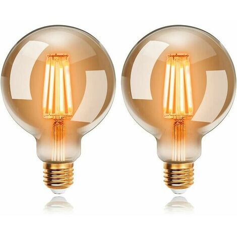 Ampoules LED Edison Vintage G95 E27, 4W, Blanc Chaud 2200K, Ampoule Rétro à Filament, Equivalent à Ampoule Incandescente 40W, Non-Dimmable, Lot de 2 -