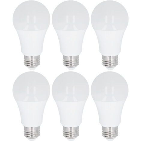 Ampoules LED en paquet de 6, 7W, 3000K, 600LM, culot E27, adaptées à l'éclairage intérieur, 85-265V, lumière blanche chaude