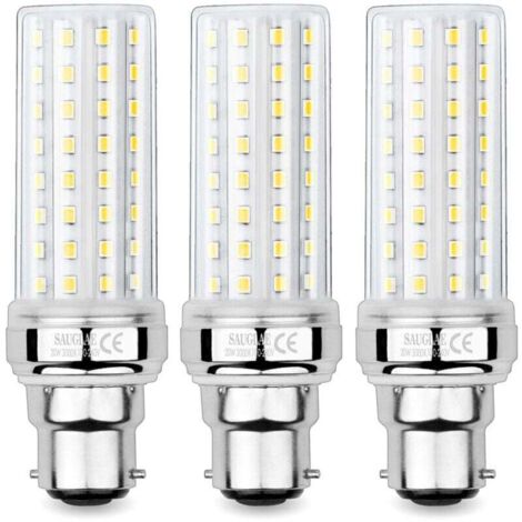 Ampoules LED épis de maïs 20 W, équivalent à une ampoule à incandescence de 150 W, 2 300 lm, blanc chaud 3 000 K, culot à baïonnette B22, lot de 3