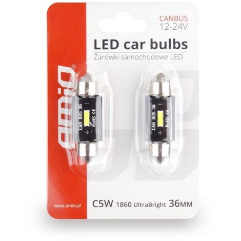 Ampoules LED Festoon UltraBright CANBUS 1860 1SMD C5W C10W C3W 36 mm Blanc 12 V 24 V AMIO-02442
