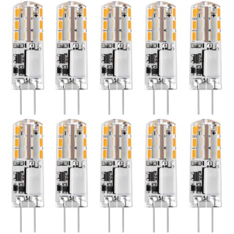 Ampoules LED G4 1,24 W - Remplace les ampoules halogènes de 20 W - Blanc chaud 3000 K 12 V AC/DC - 93 lm - Pas de scintillement - Intensité non variable,Lot de 10 [Classe énergétique C]