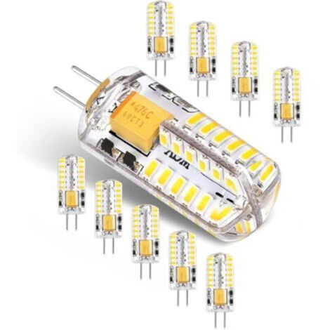 Ampoules LED G4 12V AC/DC 3W Pas de Scintillement à Économie D'énergie Lampe(Équivalent à Ampoule Halogène 30W)Blanc Froid 6000K,G4 LED Lumière,300LM Non Dimmable,Lot de 10