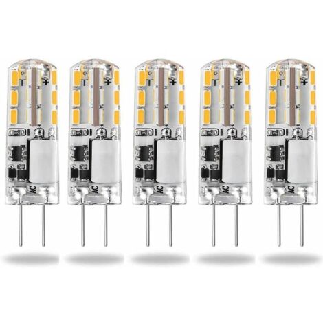 Ampoules LED G4 12V AC/DC Blanc Chaud 3000K 120LM,2 W，15-20W Halogène G4 Capsule de Remplacement à Deux Broches Type JC à Économie D'énergie,Non Variable Lumière（5 pcs）