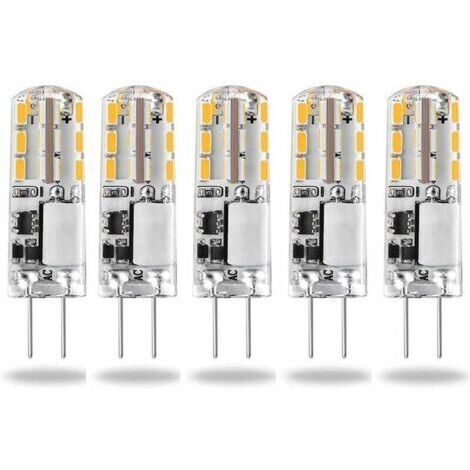 Ampoules LED G4 12V AC/DC Blanc Chaud 3000K 120LM,2 W，15-20W Halogène G4 Capsule de Remplacement à Deux Broches Type JC à Économie D'énergie,Non Variable Lumière（5 pcs）