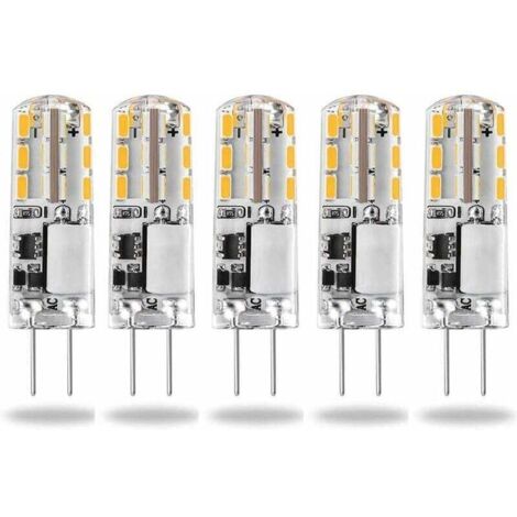 Ampoules LED G4 12V AC/DC Blanc Chaud 3000K 120LM,2 W，15-20W Halogène G4 Capsule de Remplacement à Deux Broches Type JC à Économie D'énergie,Non Variable Lumière（5 pcs）