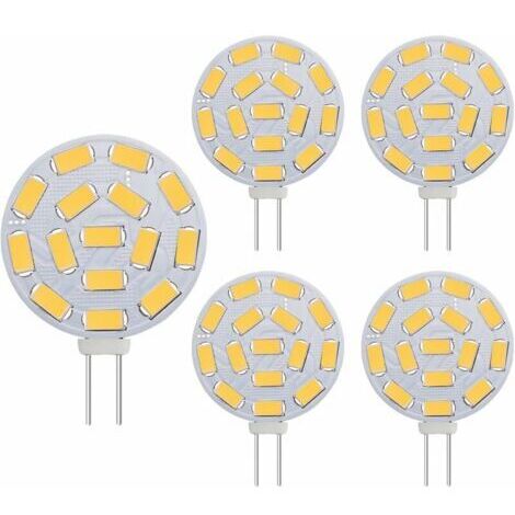 Ampoules LED G4 2.5W Blanc Chaud 3000K (5pcs) - Équivalent 20W Halogène AC/DC 12V pour éclairage encastré et rail
