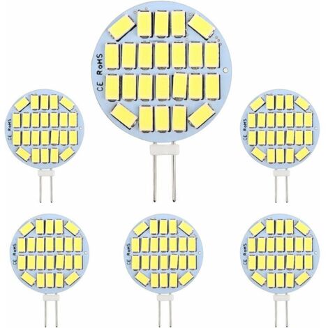 Ampoules LED G4 3W - AC12-24V - 300LM Blanc Froid 6000K - 24x5730 SMD - Équivalent à une Ampoule Halogène 30W - Non-Dimmables - Lot de 6 - Pour Éclairage d'Armoire et Encastré