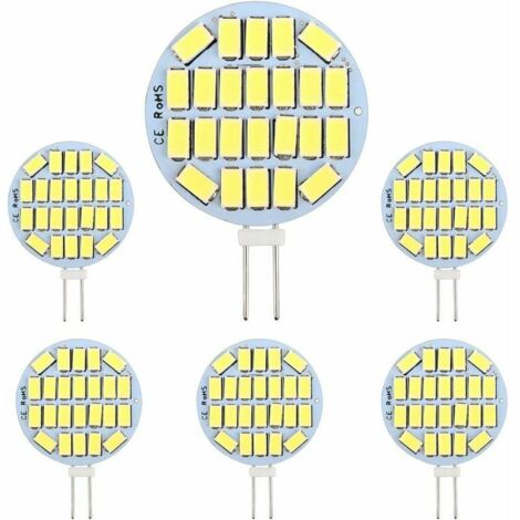Ampoules LED G4 3W - AC12-24V - 300LM Blanc Froid 6000K - 24x5730 SMD - Équivalent à une Ampoule Halogène 30W - Non-Dimmables - Lot de 6 - Pour Éclairage d'Armoire et Encastré