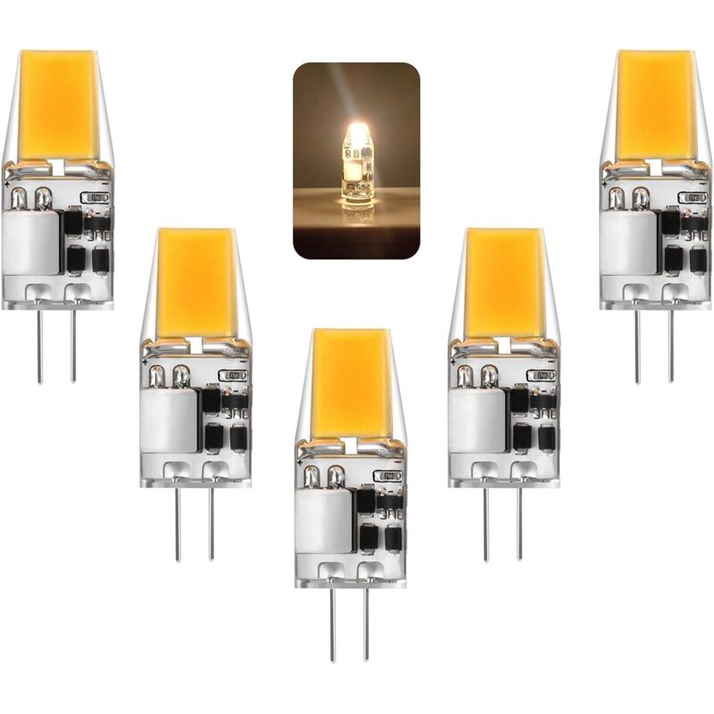 Ampoules LED G4, 5 W, équivalent à une ampoule halogène 50 W, 500 lm, blanc chaud 3000 K, 12 V AC/DC, sans scintillement, non dimmable