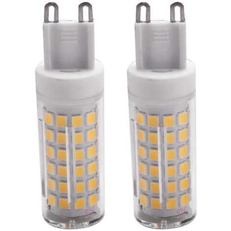 Ampoules LED G9 10W 100 LED type maïs, en céramique, sans scintillement, lot de 2, blanc naturel.
