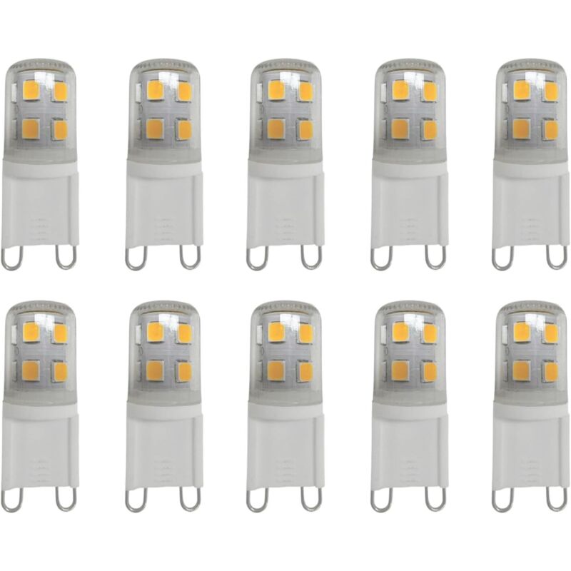 Ampoules LED G9 2W Blanc Chaud 2700K, 200LM, Équivalent à 20W Halogène, Pour Éclairage Domestique, Non-Flicker, AC 220-240V, Paquet de 10 [Classe