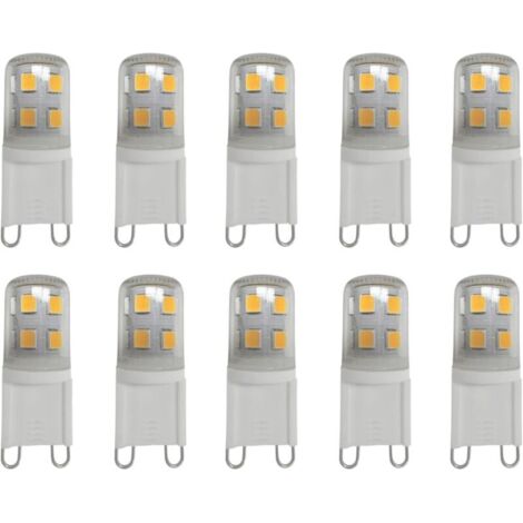 Ampoules LED G9 2W Blanc Chaud 2700K, 200LM, Équivalent à 20W Halogène, Pour Éclairage Domestique, Non-Flicker, AC 220-240V, Paquet de 10 [Classe énergétique B]