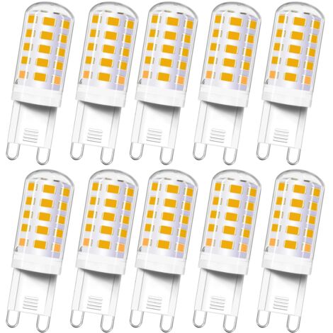 Ampoules LED G9, 4 W blanc chaud 2700 K-3000 K, 400 lm, équivalent halogène  G9 40 W, 230 V CA, non dimmable, lot de 10.