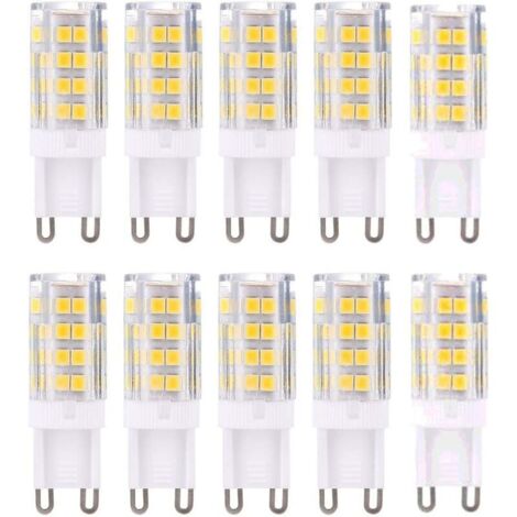 Ampoules LED G9, 5W Equivalent 40W Halogène Lampe Blanc 6000K Sans Scintillement Économie d'énergie Non Dimmable (Lot de 10) [Classe énergétique E]