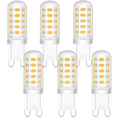 Ampoules LED G9 5W, équivalent 50W halogène, Ampoule Led G9 Blanc Chaud 2700K, Base en céramique, 300lm, Non Dimmable, Sans Scintillement, pour Cuisine Chambre Salon Jardin, lot de 6