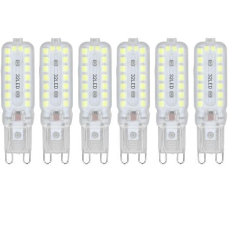 Ampoules LED G9 7W 6 pièces éclairage à intensité variable 360 ° ampoule de remplacement pour lampe murale de bureau lumière blanche 220-240V