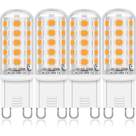 Ampoules LED G9 Blanc chaud 2700K, Ampoules LED G9 4W Équivalent à une lampe halogène 30W-40W, 400 Lumens sans scintillement, Non dimmable, 4 pièces