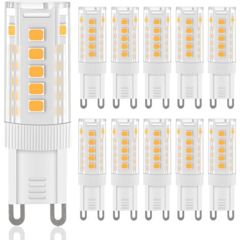 Ampoules LED G9 blanc chaud, 3 W, 300 lm, 3000 K, équivalent à une ampoule halogène G9 de 30 W, sans scintillement, non dimmables, pour éclairage décoratif, modèle Crown, lot de 10.-AquaForge