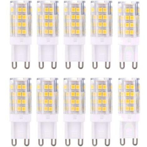 Ampoules LED G9, blanc chaud 3000 K, 5 W. Équivalent à une ampoule halogène de 40 W et 420 lumens, non dimmable, lot de 10.