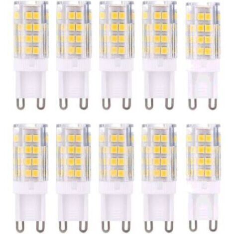 Ampoules LED G9, blanc chaud 3000 K, 5 W. Équivalent à une ampoule halogène de 40 W et 420 lumens, non dimmable, lot de 10.