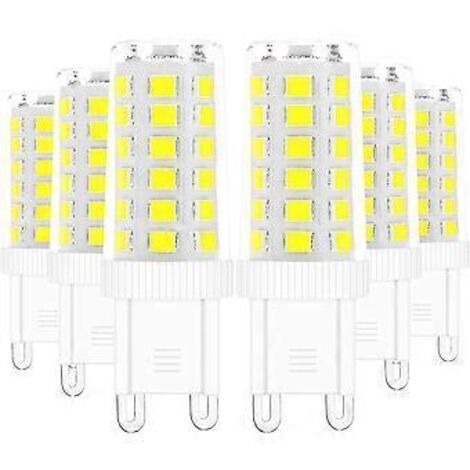 Ampoules LED G9, équivalent 5 W (lampe halogène 40 W), blanc 6000 K, sans scintillement, économie d'énergie, non dimmables (lot de 6).