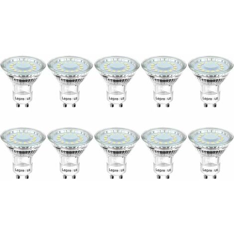 Ampoules LED GU10, 4W Équivaut à 50W Ampoule Halogène, Blanc Froid 5000K, 325lm, 110° Larges Faisceaux, Ampoules LED Spot Lot de 10