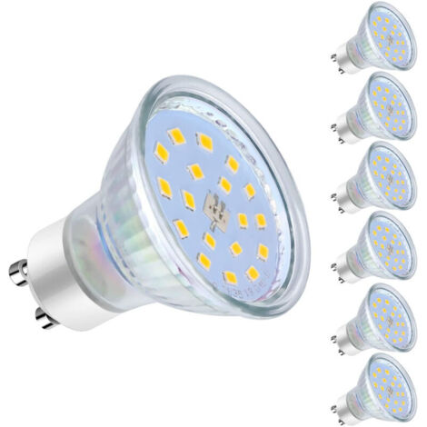 Ampoules LED GU10, 5W équivalent 60W, 600lm, Blanc Froid 6000K, 120° Larges Faisceaux, Ampoules LED Spot, Lot de 6