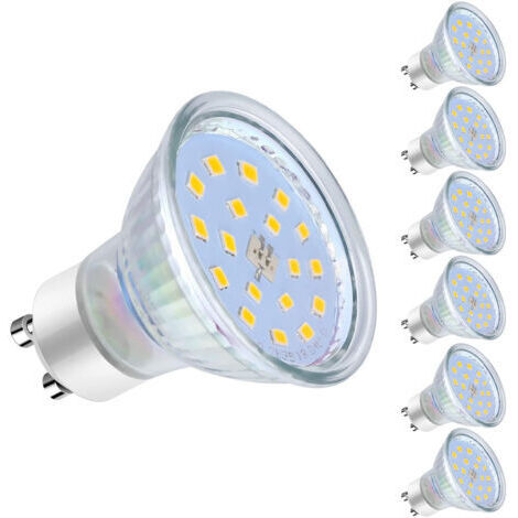 Ampoules LED GU10, 5W équivalent 60W, 600lm, Blanc Froid 6000K, 120° Larges Faisceaux, Ampoules LED Spot, Lot de 6