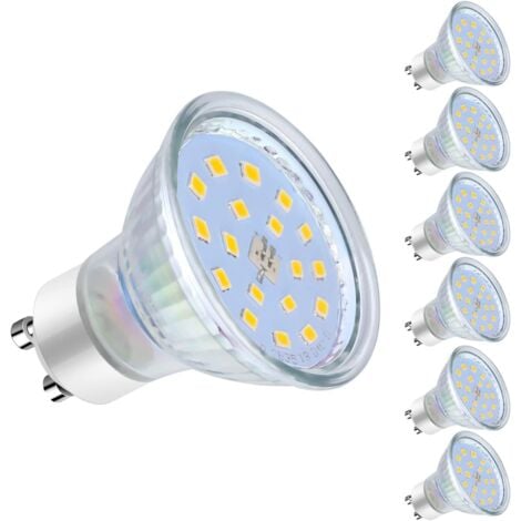 KMOND Ampoules LED GU10, 5W équivalent 60W, 600lm, Blanc Neutre 4500K, 120° Larges Faisceaux, Ampoules LED Spot, Lot de 6