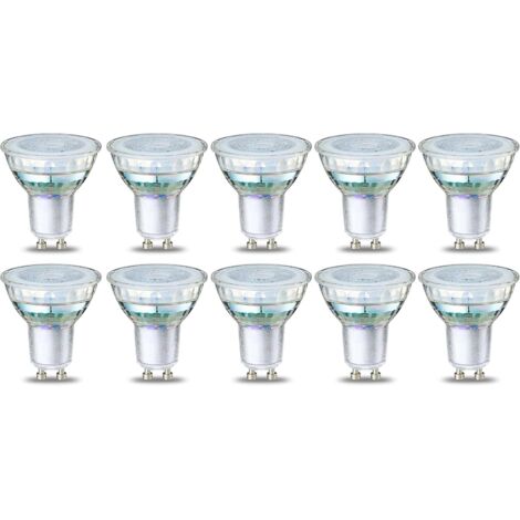 Ampoules LED GU10 basiques pour spots, 5,5 W (équivalent 60 W), filament transparent, lumière blanc chaud, non dimmables - lot de 10-AquaForge