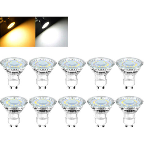 Ampoules LED GU10 , Blanc Chaud 2700K, 4W Equivaut a 50W Ampoule Halogene, 350lm, 120 Larges Faisceaux, Ampoules LED Spot - 10PCS [Classe énergétique F]