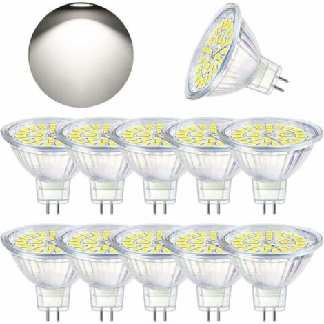 Ampoules LED GU5.3, lumière blanche froide 6000K, LED MR16, 12V 5W (équivalent à une ampoule halogène de 50W), ampoules projecteurs LED non dimmables, paquet de 10
