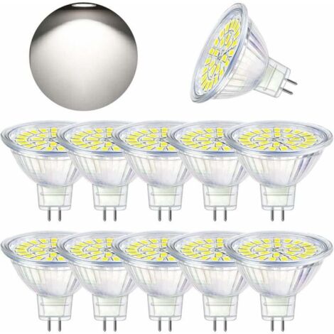 Ampoules LED GU5.3, lumière blanche froide 6000K, LED MR16, 12V 5W (équivalent à une ampoule halogène de 50W), ampoules projecteurs LED non dimmables, paquet de 10