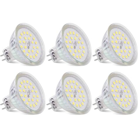 Ampoules LED GU5.3 MR16 12 V, 3,8W Équivalent à Halogène 40W, LED Spot GU5.3 Blanc Froid 6000K Non Dimmable 430 Lumen Lampe LED MR16, Lot de 6 [Classe énergétique E]