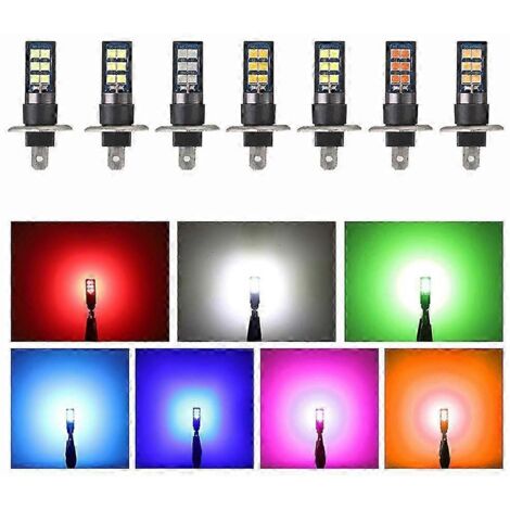 ampoules LED H1 H3 880 Canbus ultra-lumineuses 7 couleurs pour phares antibrouillard (3030 12SMD 12V) - Vert