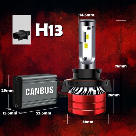 AMPOULES LED H13 XSTORM 120W 22000LM PUISSANTES CANBUS