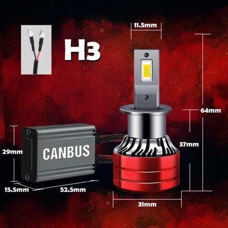 AMPOULES LED H3 XSTORM 120W 22000LM PUISSANTES CANBUS