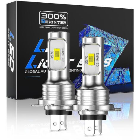 Ampoules LED H7 blanc 6500K, 8 puces CSP ultra-lumineuses, format mini, sans polarité, kit de conversion facile à installer sans adaptateur