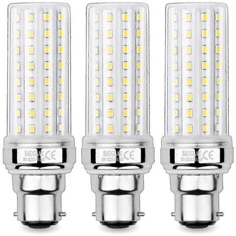 Ampoules LED maïs 20 W, équivalent 150 W incandescent, 2 300 lm, blanc chaud 3 000 K, culot B22, lot de 3-AquaForge